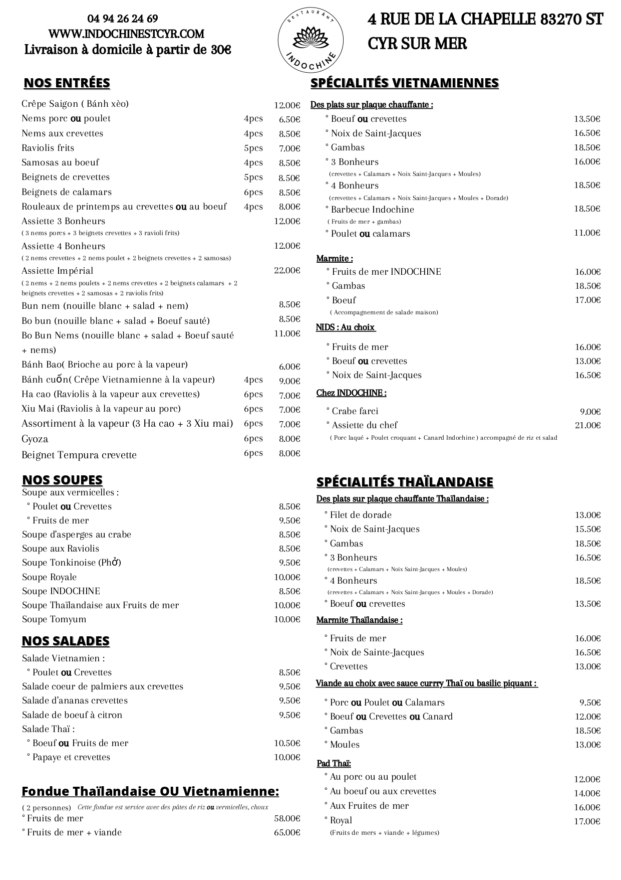 Menu a emporter page 1